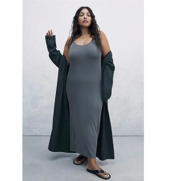 Zara Women's Blue Grey Long Open Front Jacket Duster Cardigan Sweater Size M - Picture 7 of 13